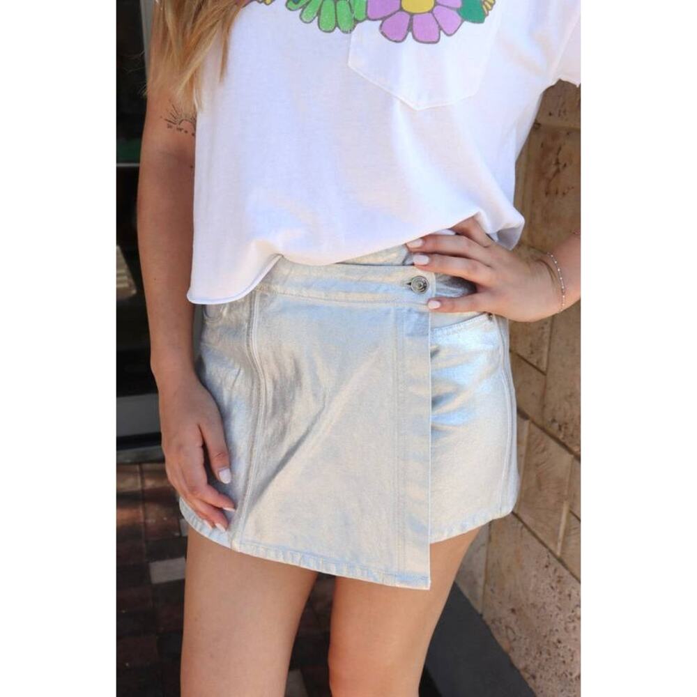 BERENICE Jupe Jery Skort in Light Silver Metallic EU 36 US 4 NWT Quiet Luxury
